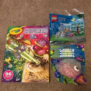 Crayola Cosmic Cats Coloring Book with Stickers, Lego City, Squish Bead Buddy